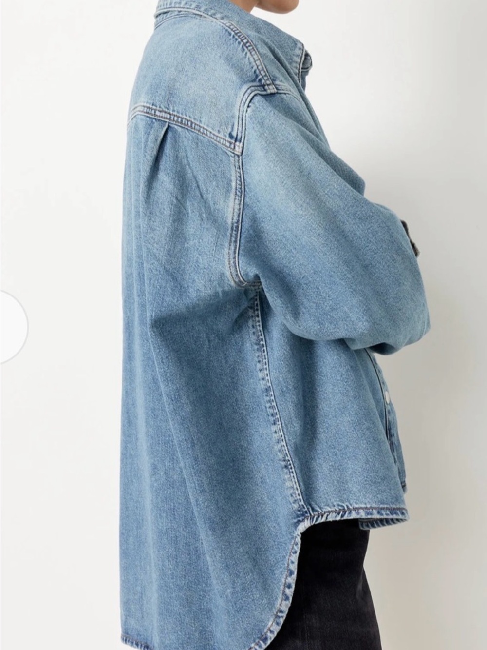 Agolde Aiden High Low Light Blue Denim Shirt Jacket